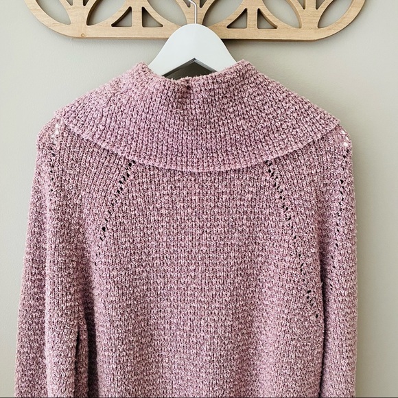 Free People Pullover Knit Cowl Sweater Purple Sz Medium - Picture 8 of 8